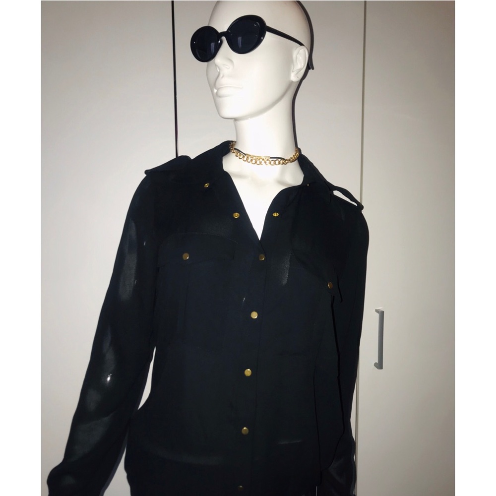 Zara black silk chiffon blouse